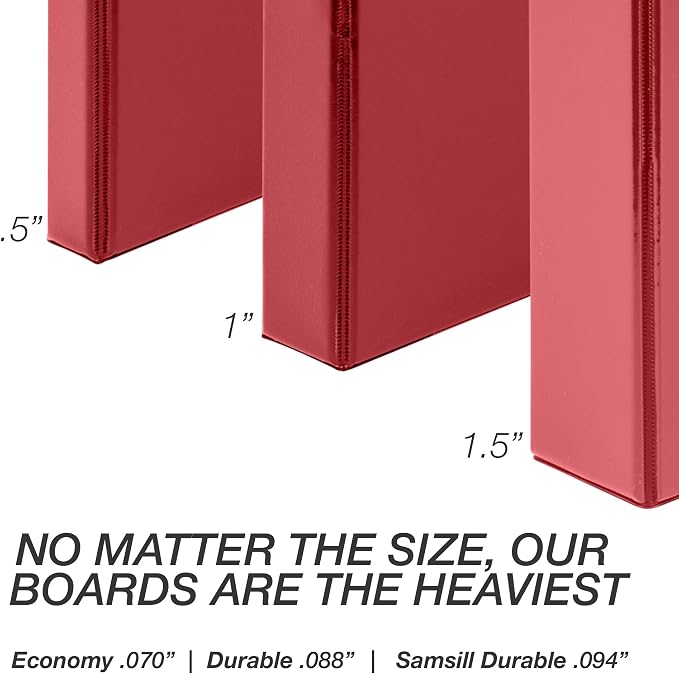 Samsill Durable 0.5 Inch Binder, D Ring Binder, 100% Recycled Chipboard, Red
