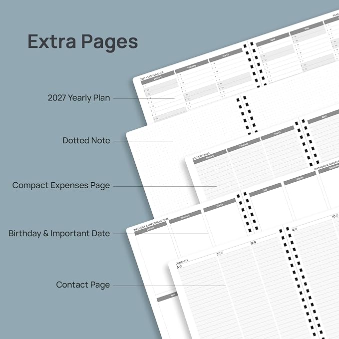 POPRUN 2027 Planner, 8.5'' x 10.5'', Weekly and Monthly Daily Calendar Book