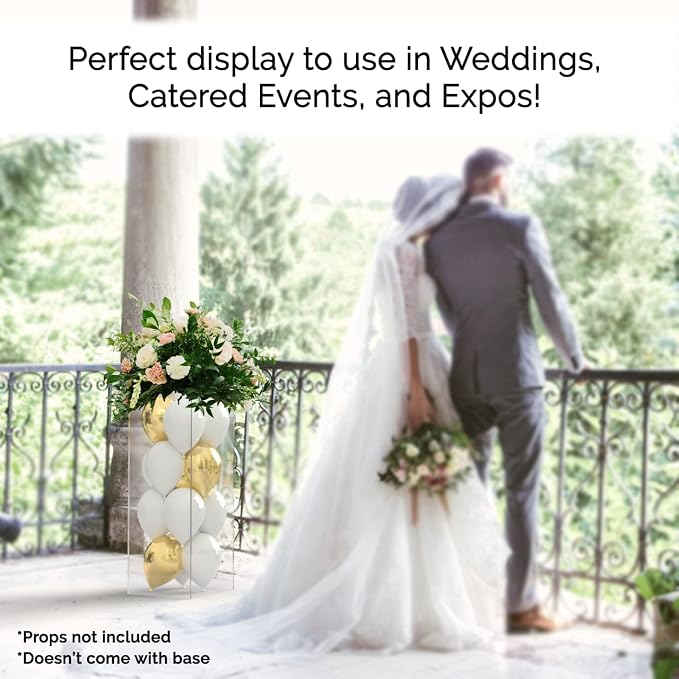 Display Cube Pedestal Tall One Piece Riser 12" x 12" x 32" Acrylic Clear Column No Lid Lucite Stand Flower Tower Weddings Special Events Staging Decor Plexiglass Display Box by Marketing Holders