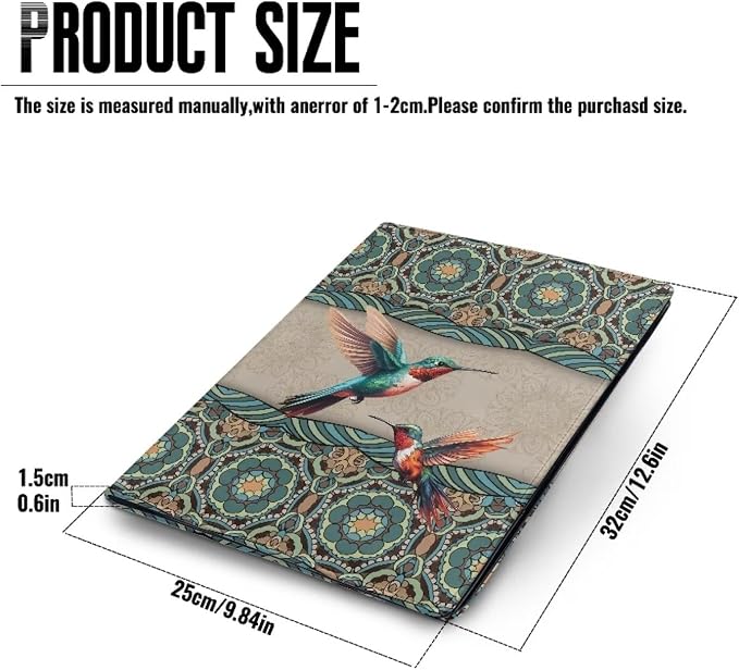 Dreaweet Leather Padfolio for Women,Boho Hummingbird Design Resume Portfolio Folder Interview Legal Document Organizer,Business Card Holder,Letter Sized Writing Pad