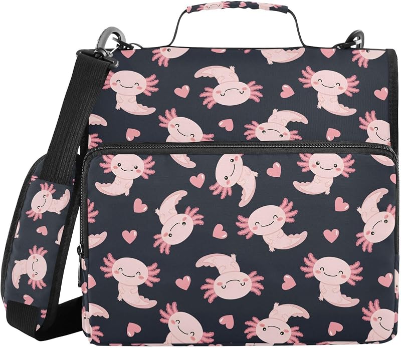 Zipper Binder Bag 3 Ring File Folder Portfolio Organizer Zippered Binder Bags with Strap Fits Laptop Women Men