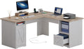 YITAHOME L Shaped Desk with Power Outlets | Computer Corner Desk, File Drawer, Monitor Stand & Storage Shelves, File Cabinet