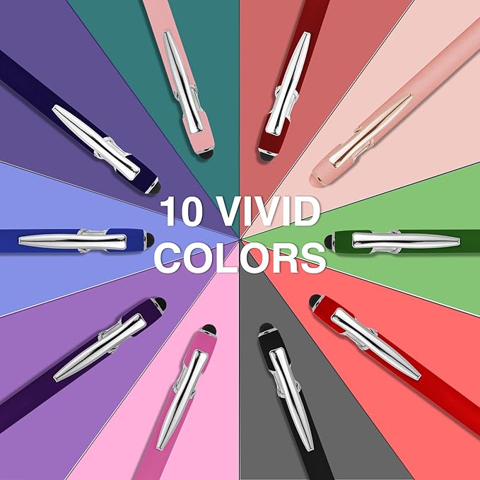 CRME Bulk Custom Pens Personalized Pen with Name Logo Engraved Metallic Customized Pen 2-in-1 Stylus Retractable Ballpoint Pen Soft Grip for Superb Comfort and Control Gifts for Birthday School Office