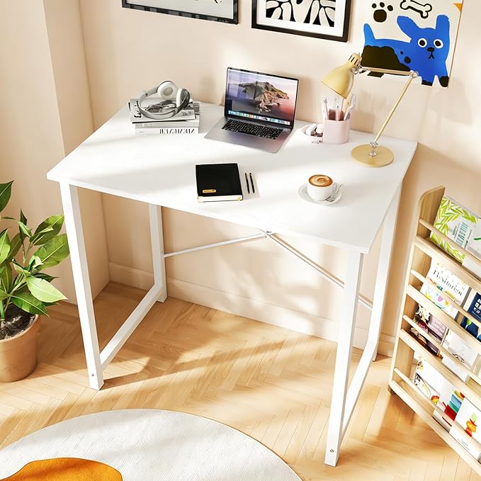 DUMOS 32 in Small Computer Desk for Home Office, Modern Study Work Table Simple Style for Bedroom, Writing Desks with X-Shaped Reinforcement, 2 Pack, White | Modern Study Writing Work Table, Craft PC Desk Simple Workstation with Reinforcement Structure...