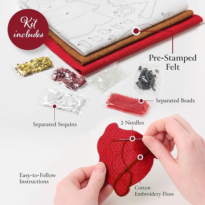 Bucilla Felt Applique 6 Piece Ornament Making Kit, Mischievous Puppies, Perfect for Holiday DIY Arts and Crafts, 89642E