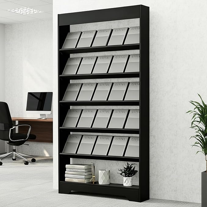 LHIUGE 4-Layer Brochure Display Rack,Freestanding Wooden Magazine Rack,Standing Literature Display Rack Brochure Holder for Home, Office, Retail Display