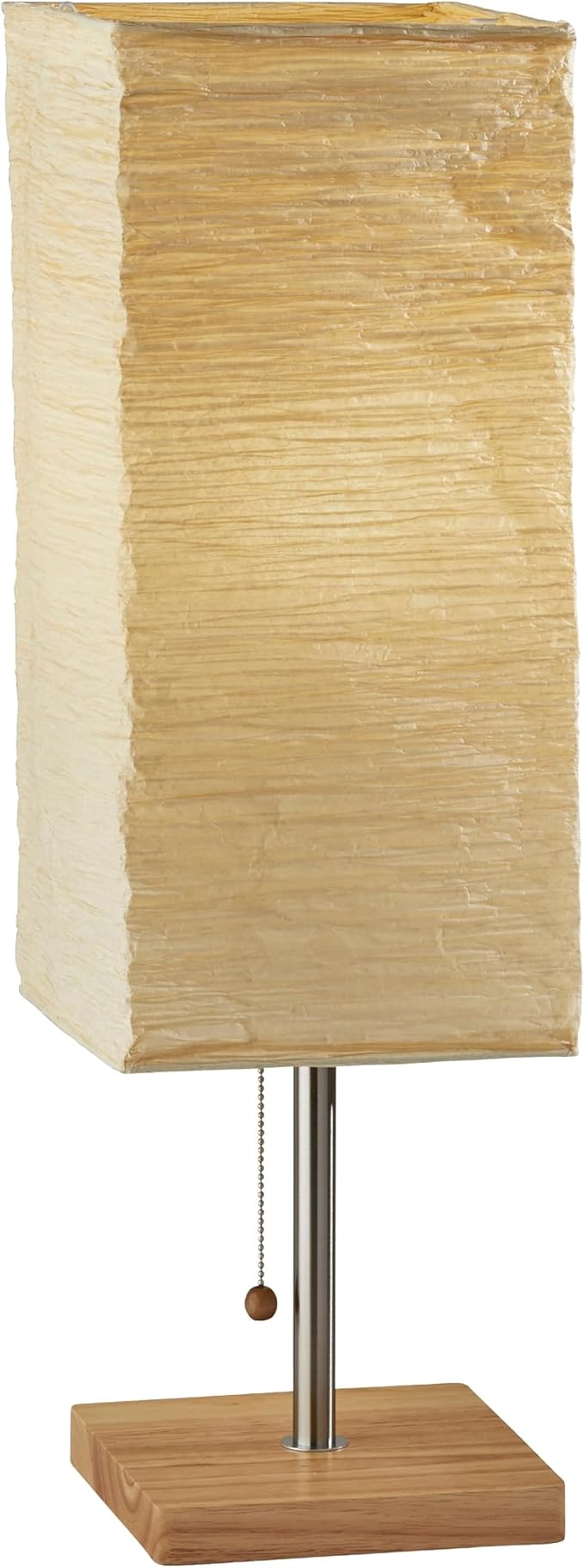 Adesso Table Lamp, Brushed Steel & Off-White, Pull Chain, 26”