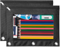 Forvencer 2 Pack Pocket for 3 Ring Binder Black, Large Pencil Case Pouch | Smooth Zipper Pencil Bag with 3 Reinforced Grommets, Pen Bag, Clear Window Pencil Case, Binder Accessories, Black