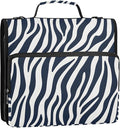 Blue White Zebra Print 3 Ring Binder Bag 1.5 inch Binder Organizer with Zipper Shoulder Strap 500 Sheet Documents Storage for School Office