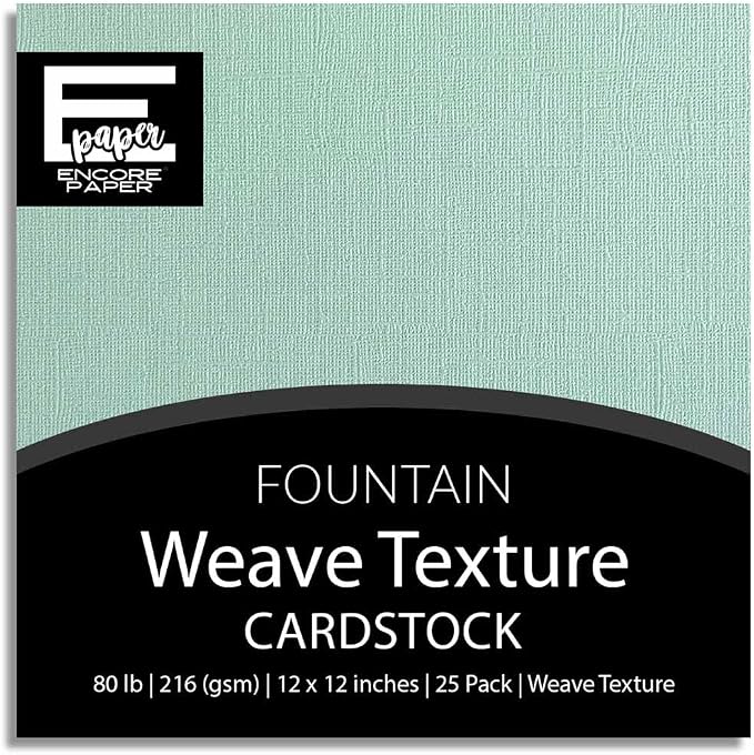 Fountain—12x12 Textured Cardstock | 80lb Textured Green-Blue Scrapbook Paper | Premium Cardstock for Cricut Cutting | 25 Sheets