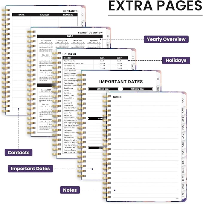 ZOTIA Academic Planner 2026-2027, Monthly & Weekly Jul 2026-Jun 2027 | Amethyst Flow, 6.3" x 8.5" Calendar Planner for Women, Hardcover Pretty Organizer for Women, School Office Home Supplies