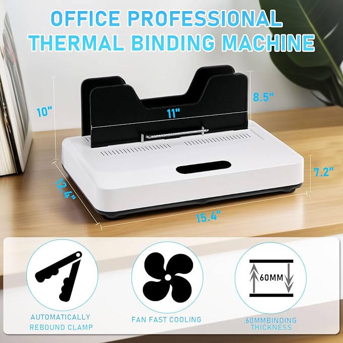 Thermal Binding Machine, Digital Touch Panel with 20 Thermal Binding Covers, No Preheat Time, 500 Sheet Capacity – Electric Book Binder for A4/A5/Letter Size Documents, Office, School & Home Project