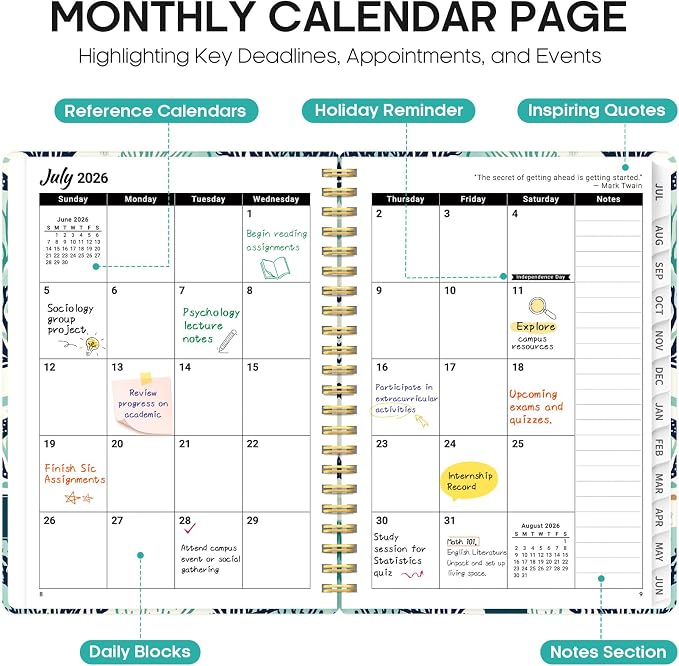 Taja Planner 2026-2027, Jul 2026-Jun 2027 Monthly & Weekly Calendar Planner | 8.5" x 11", Hardcover Academic Calendar, Teacher Student Agenda Book with Tabs, School Office Supplies, Drifting Whales