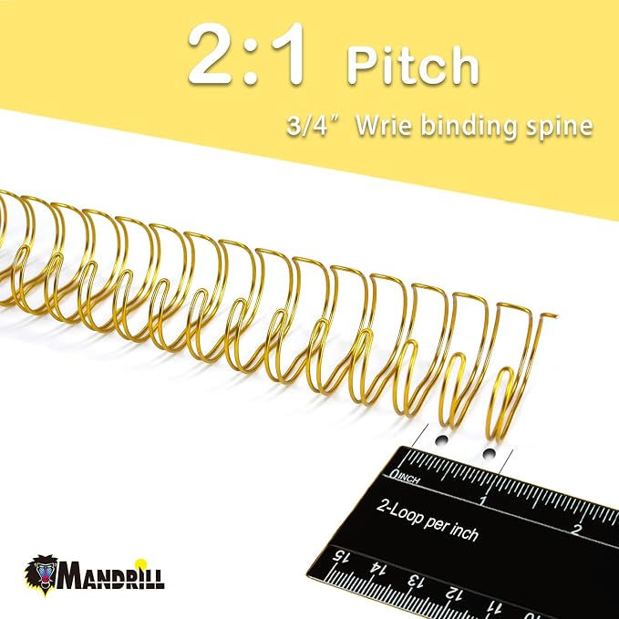 RAYSON 2:1 Pitch Wire Binding Spines, 21 Loop, 3/4", Multicolor, 50 Pack | 2:1 Pitch Binding Wire | Double Loop Wire | 185 Sheet Binding | Letter Size | Black, Gold, Blue, White, Silver 50 Pack