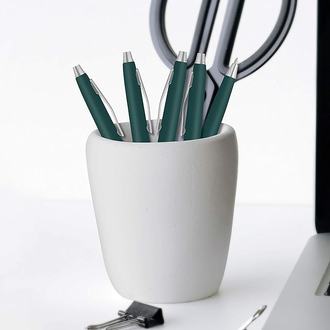 DISCOUNT PROMOS Custom Langham Ballpoint Pens Set of 50, Personalized Bulk Pack - Black Ink, Great for Office, School, Business, Tradeshows - Hunter Green