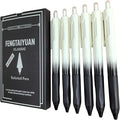 Fengtaiyuan Gel Pens, 0.5mm Fine Point Black Ink Pens, Triangular Grip with Non-Slip Silicone, Ergonomic Writing Pens for Journaling Note Taking, Smooth Writing, Gradient Barrel, 6 Pack
