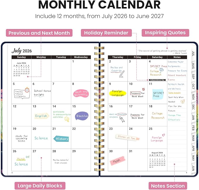 ZOTIA Planner 2026-2027 Weekly & Monthly Calendar Planner Jul 2026-Jun 2027