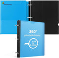 360 Degree Pivotable Binder, Upgraded 3 Ring Binder 1 inch, Flexible Binders 3 Ring, Foldable Three Ring Binders- Blue