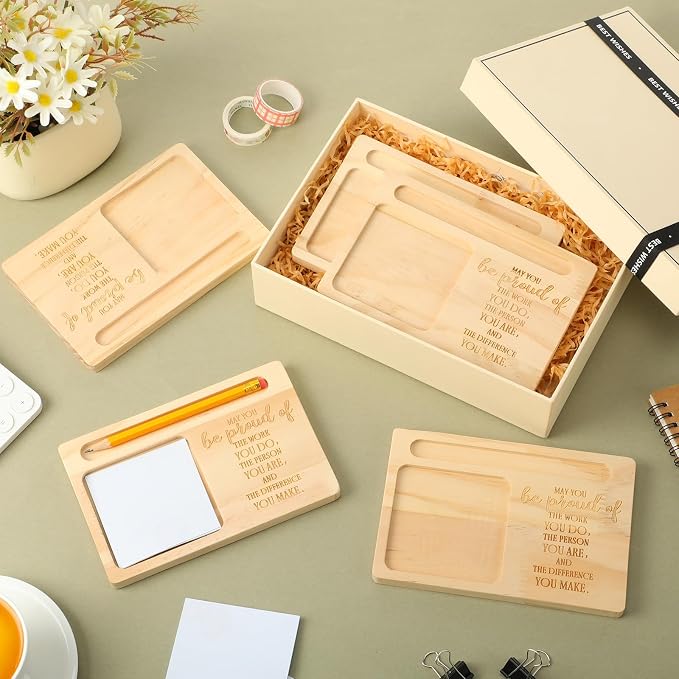 10 Pcs Back to School Teacher Appreciation Gifts Bulk Wooden Sticky Note Holder Motivational Thank Your Gift Inspirational Sticky Notes for Teacher Back to School (Proud)