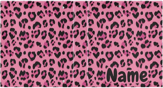 Custom 3 Ring Binder Hot Pink Black Leopard Print 1.5" Round Ring Binders Personalized Name View Binder with 200 Sheet for Kids School Supplies Women Men Office, 1 Pack