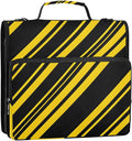 3 D-Ring Zipper Binder Bag, Black Yellow Diagonal Striped Removable Binder with Zipper Case Hold 300+ Sheets& 13 Inch Laptop for School Office Supplies Organizer