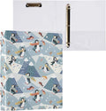 Skiing Penguins Winter 3 Ring Binder 1.5" Decorative D-Ring Binder with Clipboard&3 Clear Pockets, Holds 200 Sheets A4 Size Paper Waterproof Binders for School Home Office