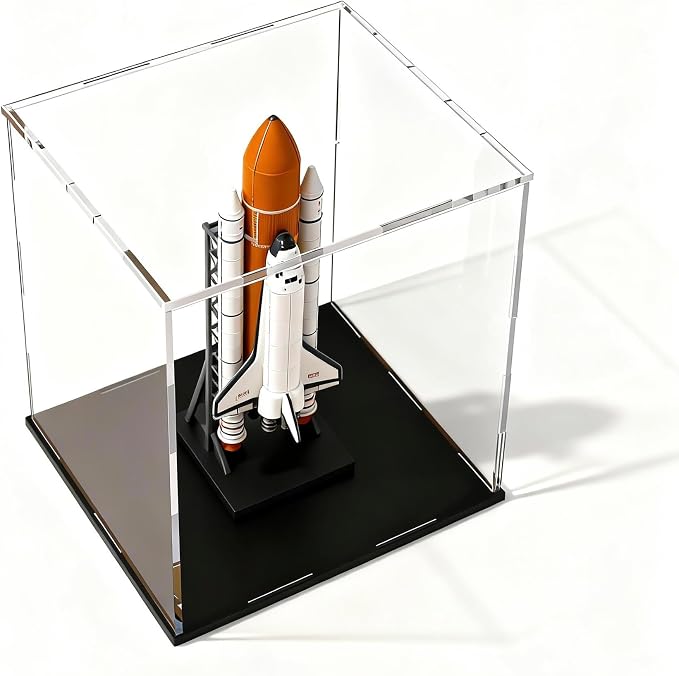 Acrylic Display Case, Clear Collectible Display Box with Matte Black Base, Dustproof Acrylic Showcase, Easy Self Assembly Storage Cases for Art Figurine, Trophy and Action Figures, 9 x 9 x 13 inch