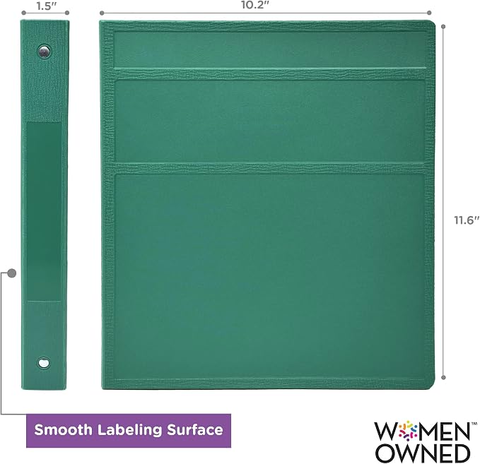 Carstens 1-Inch Heavy Duty 3-Ring Binder - Side Opening, Teal, Durable Plastic, Precision No-Gap Rings, Waterproof Cover, No Pockets, Holds 125 US Letter Sheets, BPA-Free, Made in USA (8711-3R)