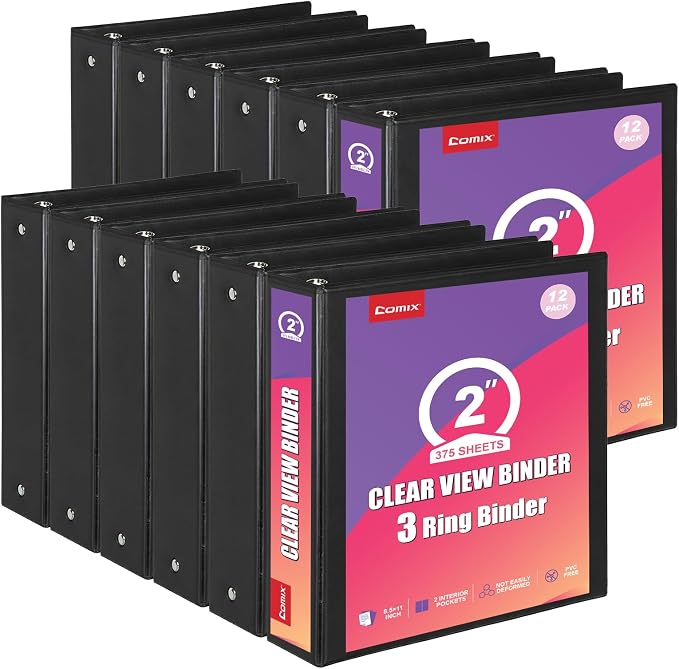 Customizable Round Ring Binder, 2 Inch 3 Ring Binder, Heavy Capacity Minimalist PVC-Free Binder with Clear View Cover, Lay-Flat Design for Extensive Document Organization at Home, School & Office