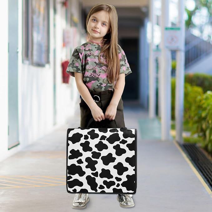 Custom Cow Print 3 Ring Binder Bag 1.5 inch Personalized Name Binder Organizer 500 Sheet Documents Storage for School Office