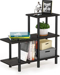 Furinno Turn-N-Tube 3-Tier Cube Ladder Shelf, Espresso/Black | Book Shelf, Accent Display Shelf, Open Shelves, Round Tubes, for Organization and Storage, Living Room, Garage, Home Office