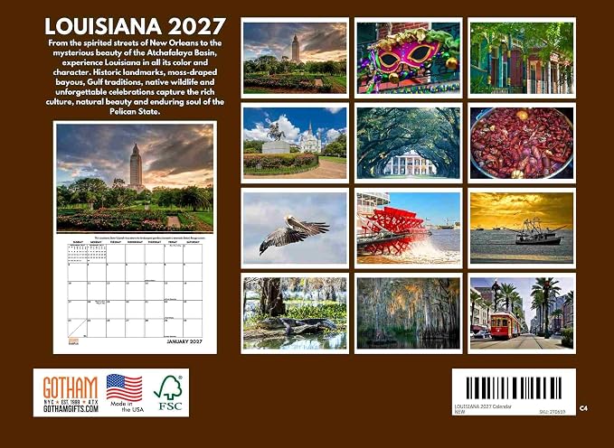 Louisiana Calendar 2027 Monthly Wall Calender 12 Month