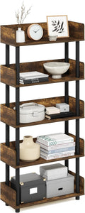 Furinno TURN-N-TUBE 5-Tier Display Shelf, Storage Shelves, Book Shelf, Open Shelves with Rounded Corner Top Edges, for Organization and Storage, Living Room, Home Office, Amber Pine