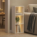 Furinno LUDER Book Shelf with LED Lights, 3-Cube Bookshelf, Bookcase, 9.3 x 12 x 31.5, for Home Office, Living Room, Study Room, White
