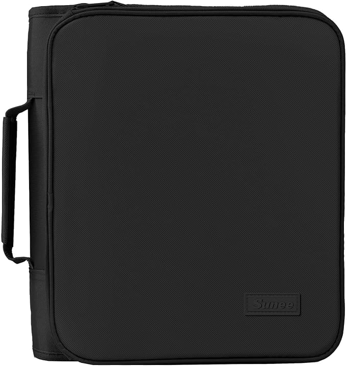 SUNEE Zippered Binder Bag with Handle, 2-Inch 3-Ring O-Ring, 500-Sheet Capacity, Includes Zip Pocket, 5-Tab Expanding File Folder, Multi-Pocket Organizer Binder for Middle School, Black