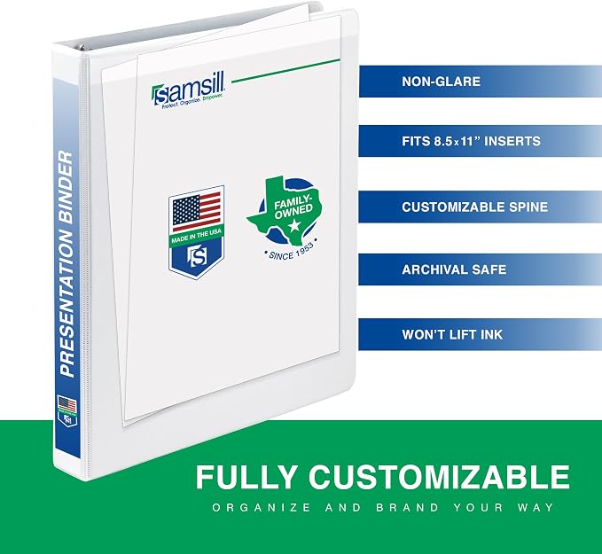 Samsill 2 Inch 3 Ring Binders, Economy Round Ring, Clear View Cover, 425 Sheet Capacity - for School, Home, Office - White, 4 Pack
