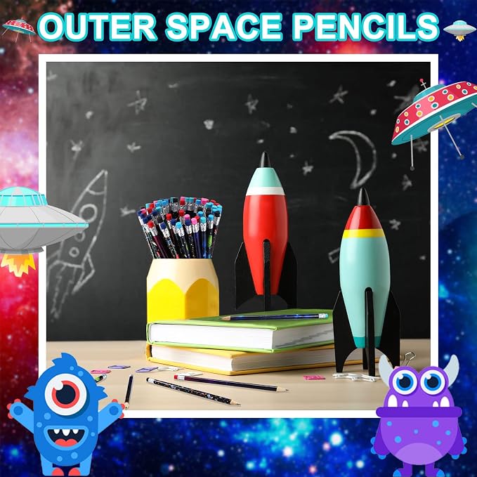 Geyee 144 Pcs Space Pencils Hawaiian Shark Themed Party Favors, Star