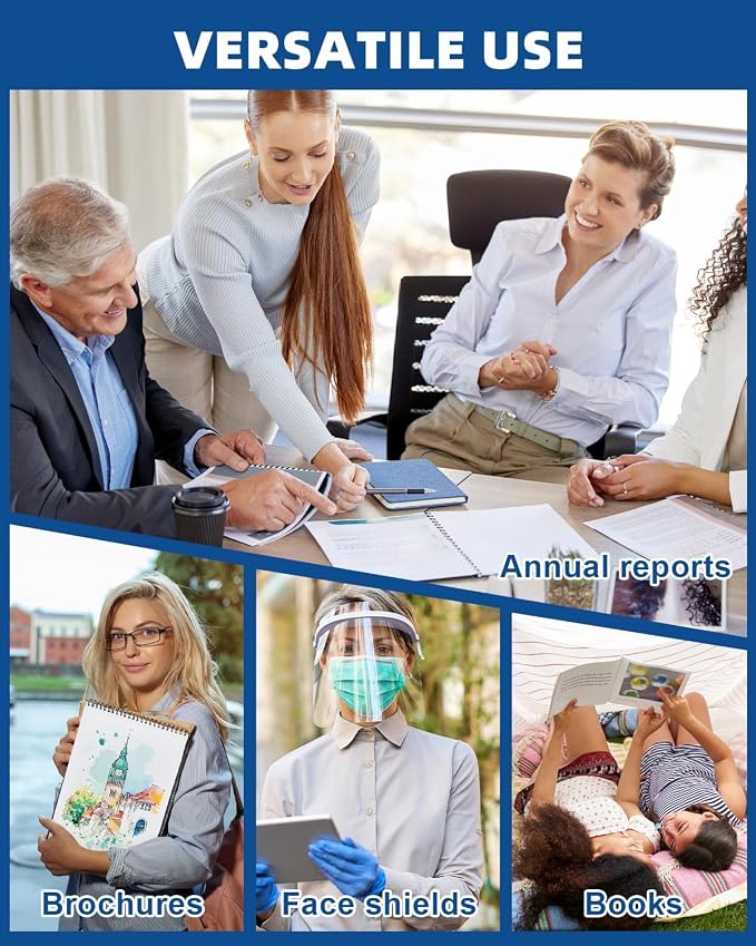 Dynta 200 Pack Binding Covers A4 Clear Report Cover | Letter Size, 8.5x11 Inches, 8 mil PVC Sheets, Square Corners, Un-Punched, Office Supplies