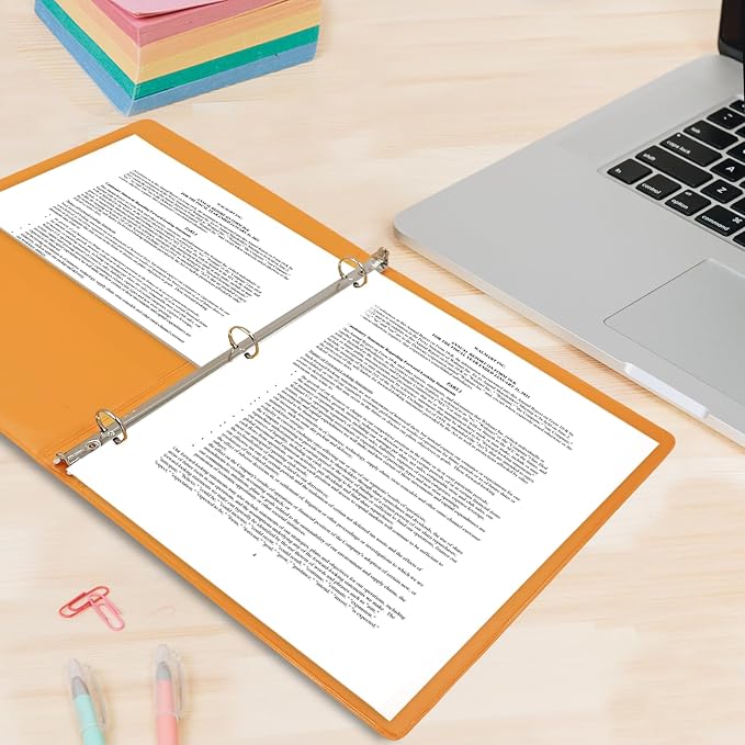 1 Inch 3 Ring Binder with Pockets - 6 Pack Binders Bulk for US Letter Size Paper, Multicolor for Office, Home,Work,School Use(Pink Binder)