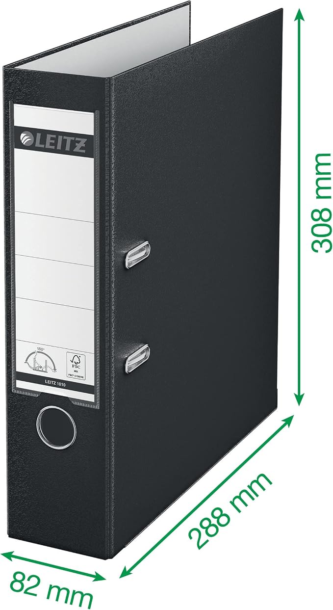 Leitz 180° Lever Arch File Plastic 50 mm - ring binders (Green, Plastic, A4)