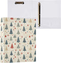 Rustic Christmas Trees Winter Holiday 3 Ring Binder 1.5" Decorative D-Ring Binder with Clipboard&3 Clear Pockets, Holds 200 Sheets A4 Size Paper Waterproof Binders for School Home Office