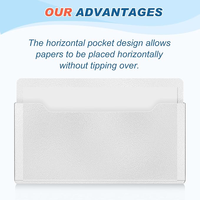 Feifeiya 2 Pcs Magnetic File Folder Wall Hanging Holder Large Pocket Paper Magazine Mail Organizer for Refrigerator Classroom Locker Whiteboard(Horizontal,Black Clear,13.8 x 8.3 Inches)