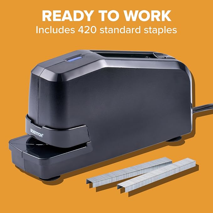 Bostitch Impulse Electric Stapler for Office, Classroom & Home, 30 Sheet Capacity, Fast No-Jam Automatic Stapling, Refill Alert & FastLoad System, Durable Design, Black, 1 Pack