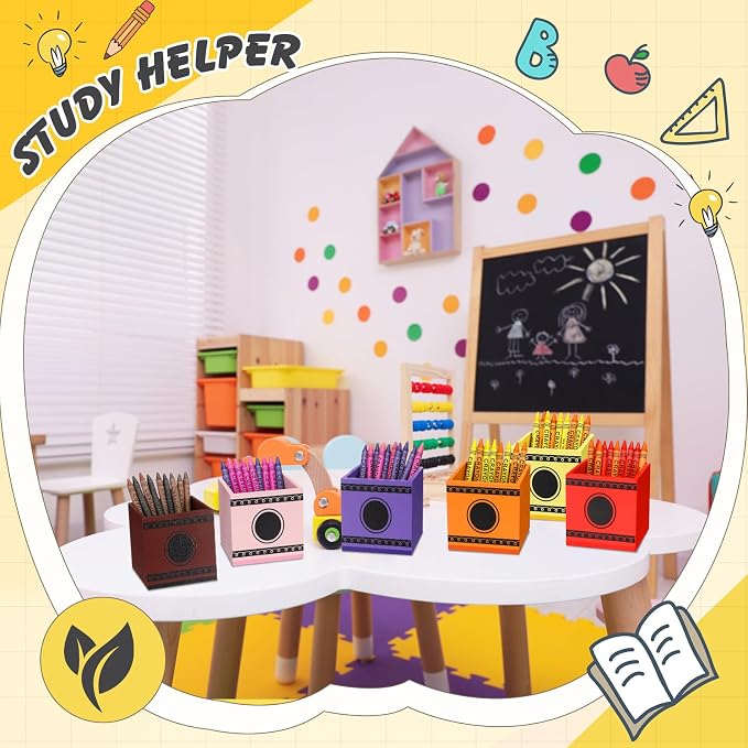 10 Pcs Crayon Organizer Crayon Holder Wooden Colored Pen Holder Dispenser Marker Storage for Back to School for Classroom School Art Supplies(3.2x 3.2x3.2in)