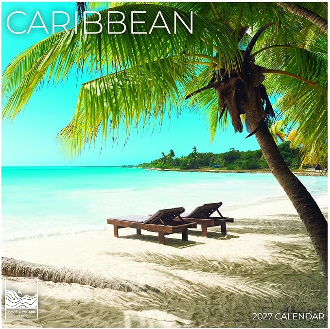 Caribbean 2027 Wall Calendar, 12 x 24 Hanging Pacific Waters Press