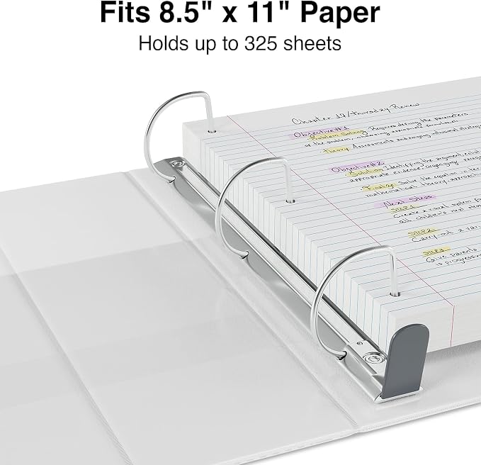Staples Heavy-Duty 1.5 Inch 3-Ring View Binders with D-Rings, White, Four Interior Pockets, Durable Office Binders, 3 Pack