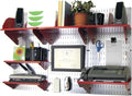 Wall Control Office Organizer Unit Wall Mounted Office Desk Storage and Organization Kit Metallic Slotted Wallboards and Red Accessories
