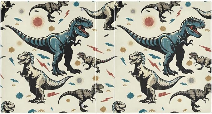 JIPONI 3 Ring Binder Dinosaurs Rex 1 Inch Round Binders for Men Women Students, Cute File Organizer for Office School, 2pcs