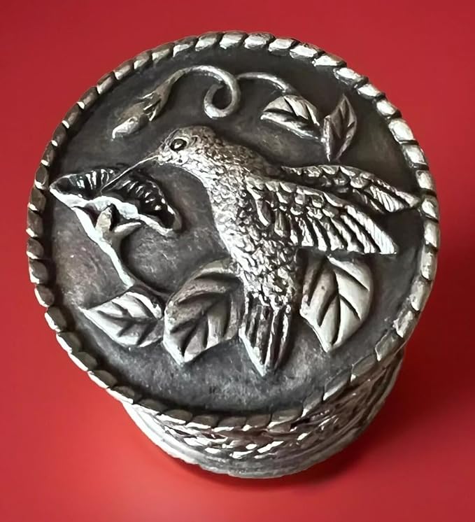 United States Postal Service Floral Metal Stamp Coil Dispenser (Holds a Roll of Forever Postage Stamps) Holder (Hummingbird Pewter)