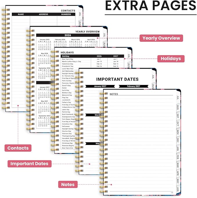Planner 2026-2027, Academic Year Monthly & Weekly Planner Caledndar, July 2026 - June 2027, Hardcover Large Planning Agenda Book with Tabs for School Office Supplies, 8.5" x 11" - Butterfly Night